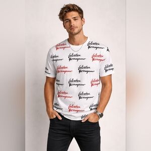 Salvatore Ferragamo | White Logo Tee, Size XXL (Made Very Small)